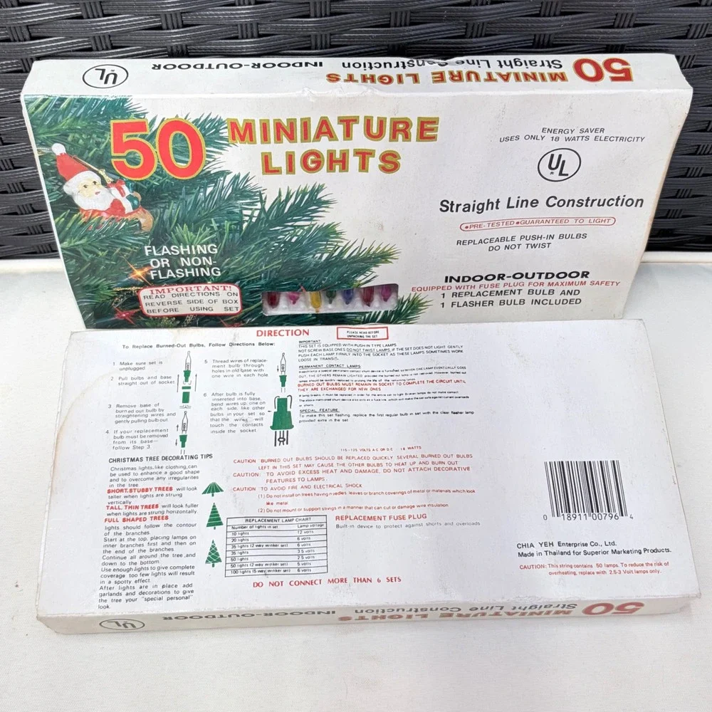Vintage 50 Miniature Christmas Lights Multi Color Indoor Outdoor Lot of 2 Boxes